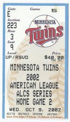 2002 ALDS American League Division Series Game 4 Box Office Ticket stub A's Twin