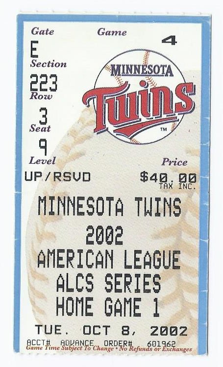 Image 0 of 2002 ALDS American League Division Series Game 3 Box Office Ticket stub A's Twin