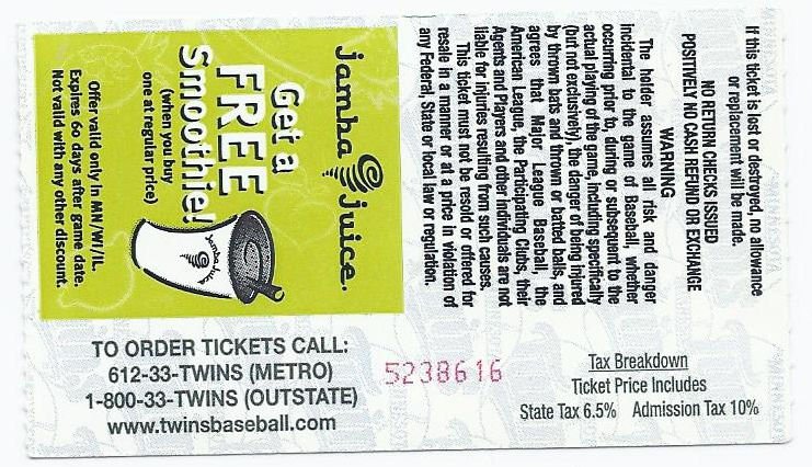 Image 1 of 2002 ALDS American League Division Series Game 3 Box Office Ticket stub A's Twin