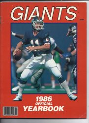 1986 NFL New York Giants Yearbook Football