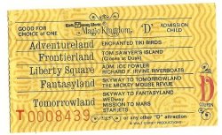 Vintage Walt Disney World Child D Attraction Used ticket Rare