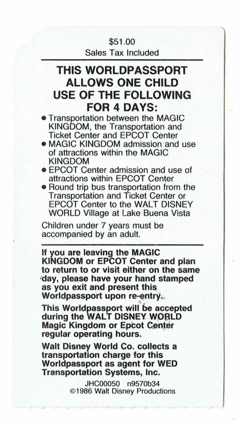 Image 1 of 1986 MKC Magic Kingdom Club Walt Disney World 4 day worldpassport Used Toclet