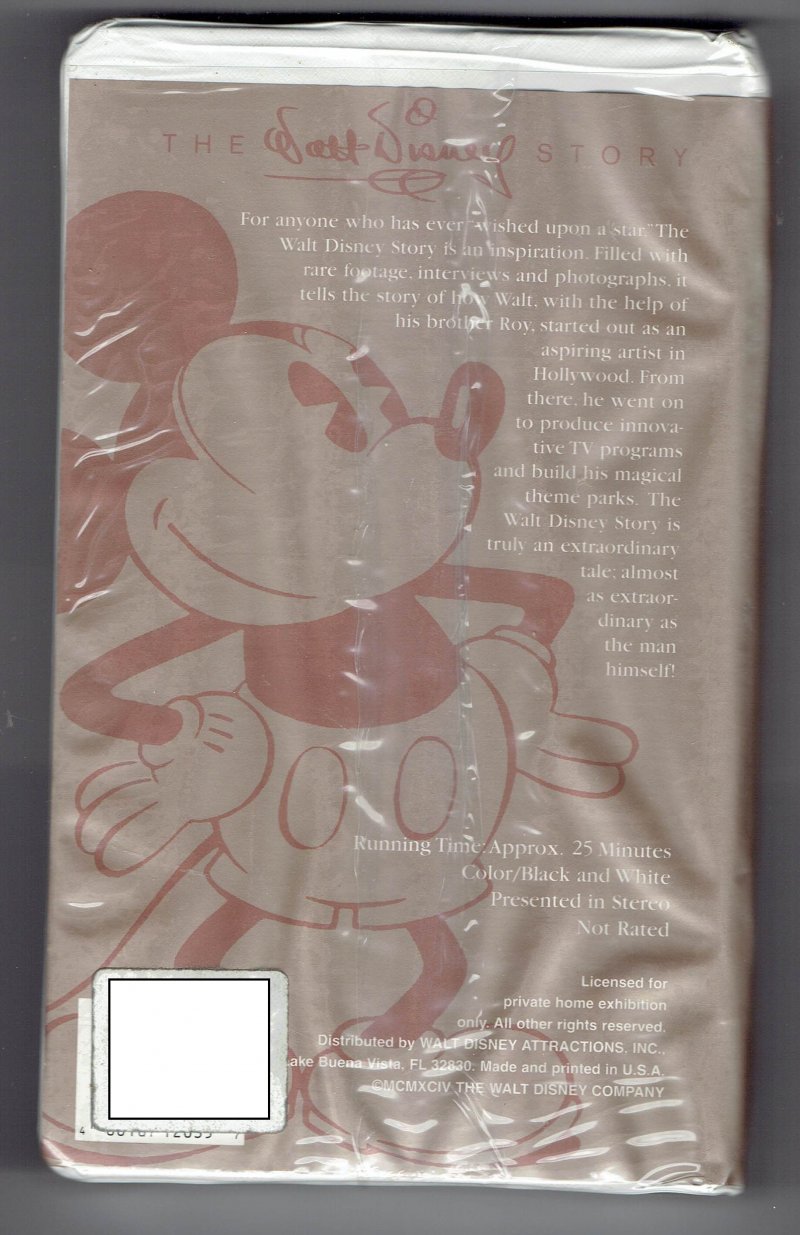 Image 1 of Vintage 1994 Walt Disney world Exclusive VHS TAPE The Walt Disney Story OOP NIP