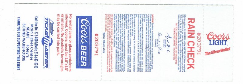 Image 1 of Final Weekend at Arlington Stadium Full Unused Ticket Oct 1st 1993