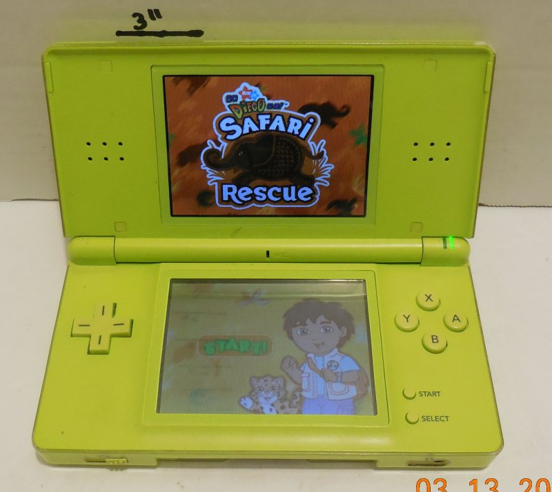 Image 10 of Nintendo DS Lite Lime Green Handheld Game System Broken Hinge