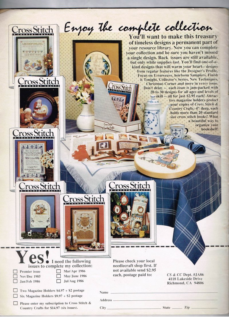 Image 1 of Cross Stitch and Country Crafts Magazine July August 1986