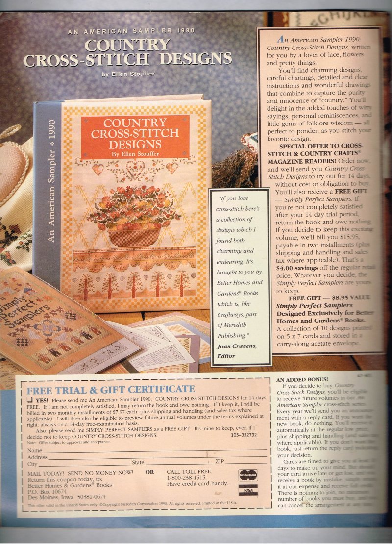 Image 1 of Cross Stitch and Country Crafts Magazine July August 1990