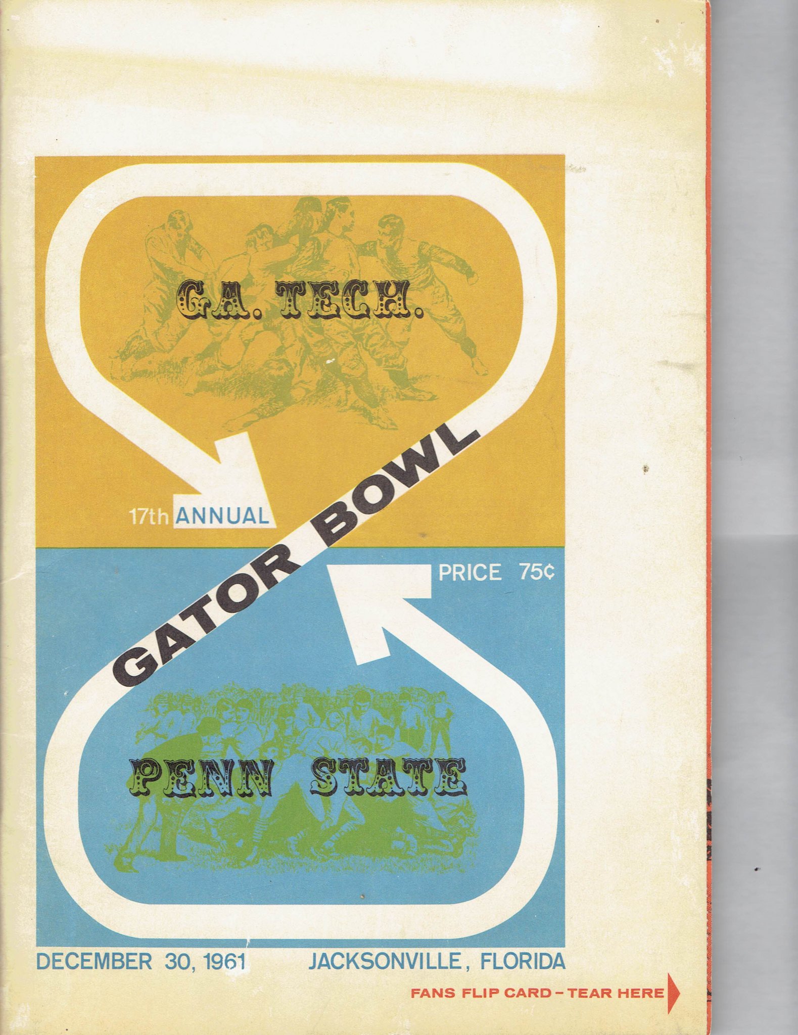 Image 0 of 1961 17th Annual Gator Bowl Game Program Penn State PSU GA Tech Vintage Football