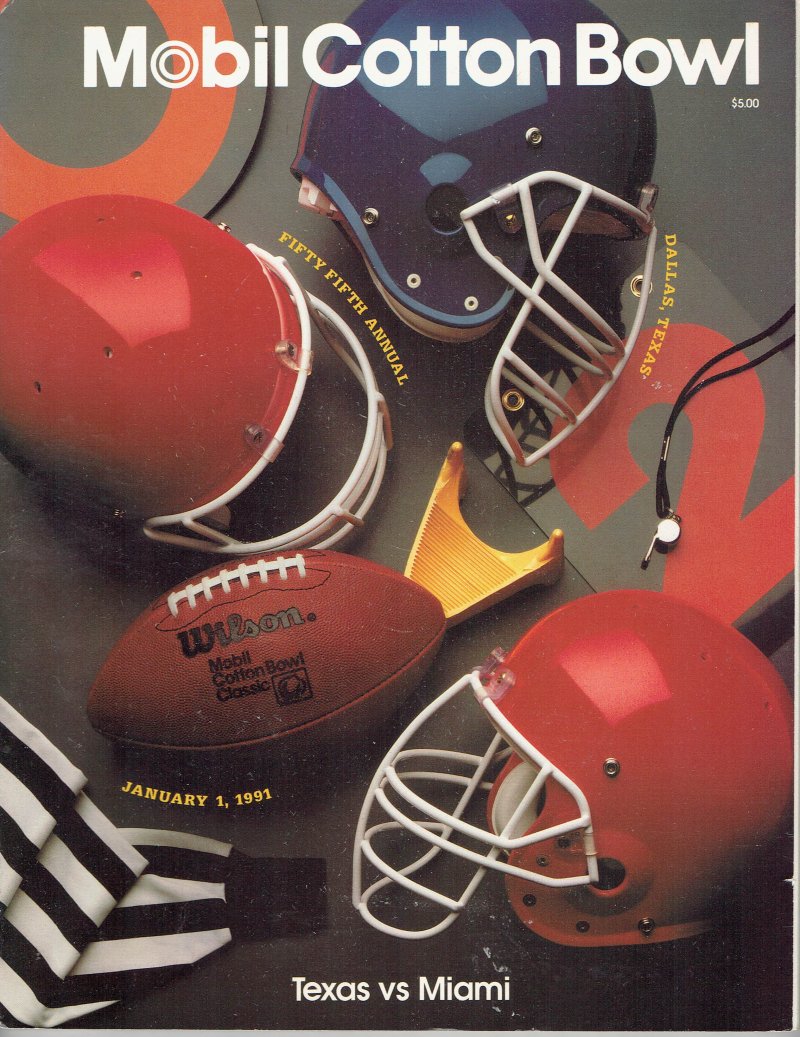 Image 0 of 1991 Cotton Bowl Game Program Texas Miami RARE VHTF