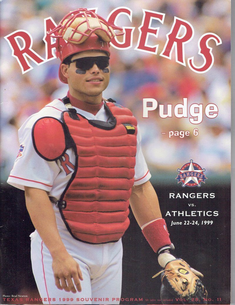 Image 0 of 1999 Texas Rangers Magazine Program Ivan Rodriguez Vs Oakland Athletics June
