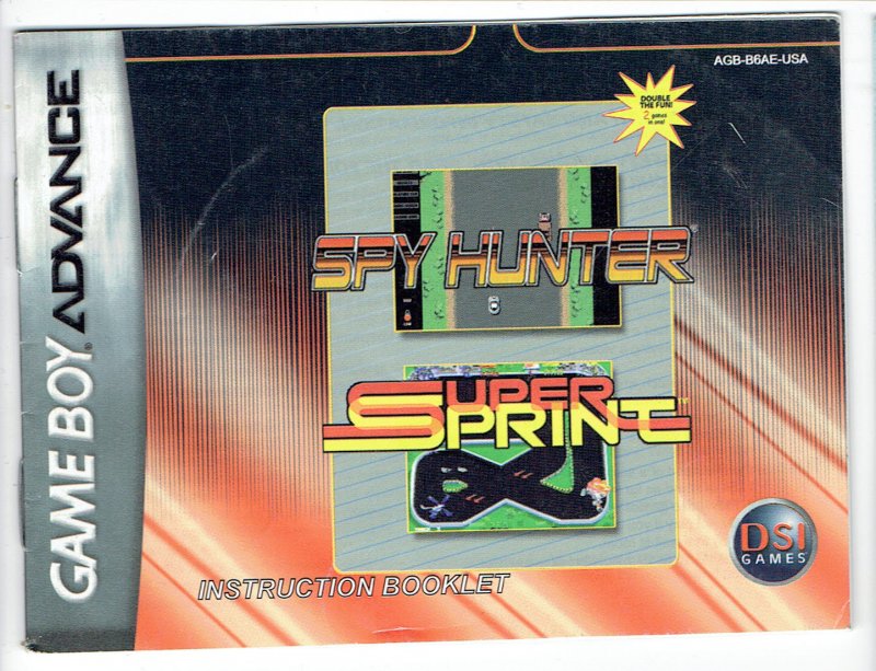 Nintendo Gameboy Advance Spy Hunter Super Sprint Instruction Manual Only