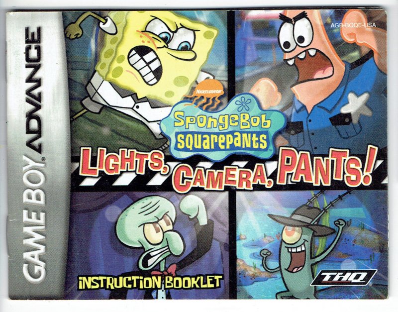 Image 0 of Nintendo Gameboy Advance SpongeBob SquarePants Lights Camera Pants Manual Only
