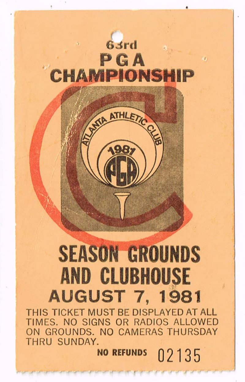 Image 0 of 1981 PGA Championship Ticket Stub Friday 8 7 81 2nd Round Larry Nelson