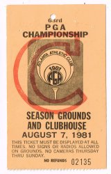 1981 PGA Championship Ticket Stub Friday 8 7 81 2nd Round Larry Nelson