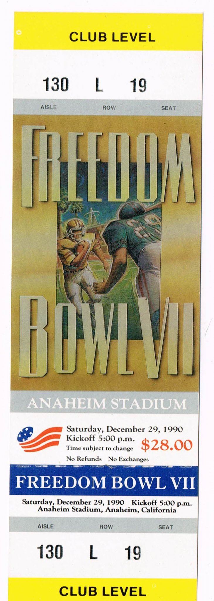 Image 0 of 1990 Freedom Bowl Game VII Full Unused Ticket Tulsa Oregon Colorado State