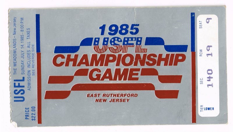 Image 0 of 1985 USFL CHAMPIONSHIP Game TICKET Stub Baltimore Oakland Meadowlands New Jersey