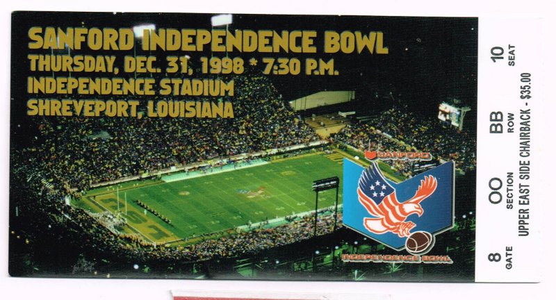 Image 0 of 1998 Independence Bowl Game Ticket Stub Alabama Iowa State