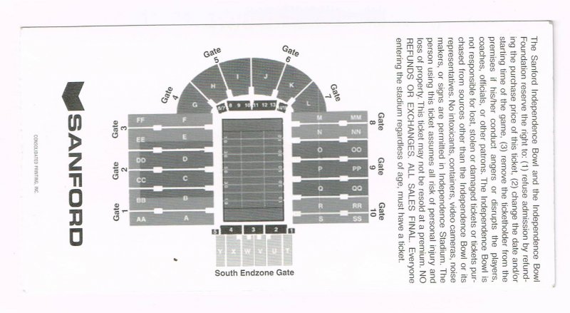 Image 1 of 1998 Independence Bowl Game Ticket Stub Alabama Iowa State