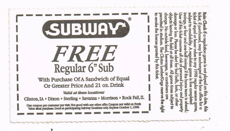 Image 1 of 1998 Midwest League All Star Game Ticket Stub Clinton Lumberjacks