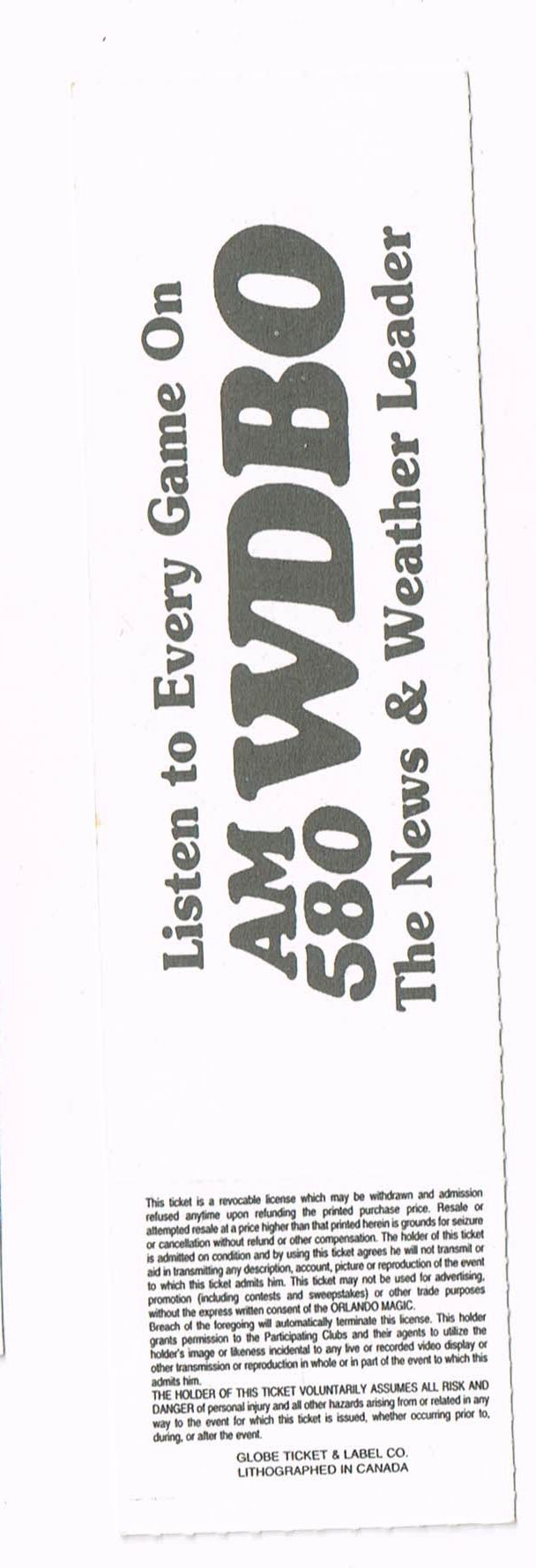 Image 1 of 1994-1995 NBA regular Season Full Unused Ticket Feb 14th 2 14 95 Pacers @ Magic