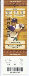 2004 San Diego Padres @ Arizona Diamondbacks Full Unused ticket June 30th