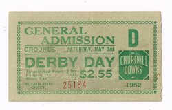 1952 Kentucky Derby GA Ticket Stub Churchill Downs Hill Gail Winner Vintage