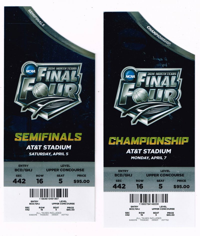Image 0 of 2013 Final Four Semi Finals & Finals Full Unused Ticket Set UCONN Kentucky