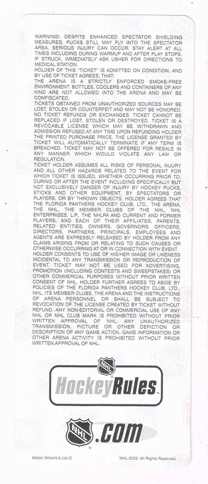 Image 1 of 2003 NHL All Star Saturday Super Skills Competition Full Ticket Miami