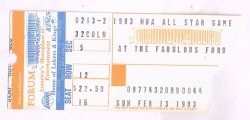 1983 NBA All Star Game Ticket Magic Bird Kareem Dr. J Moses Marvin Gaye Anthem