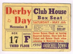 1950 Kentucky Derby Ticket Stub Middleground Way Winner