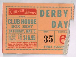 1958 Kentucky Derby Ticket Stub Tim Tam Winner Churchill Downs Racing Vintage