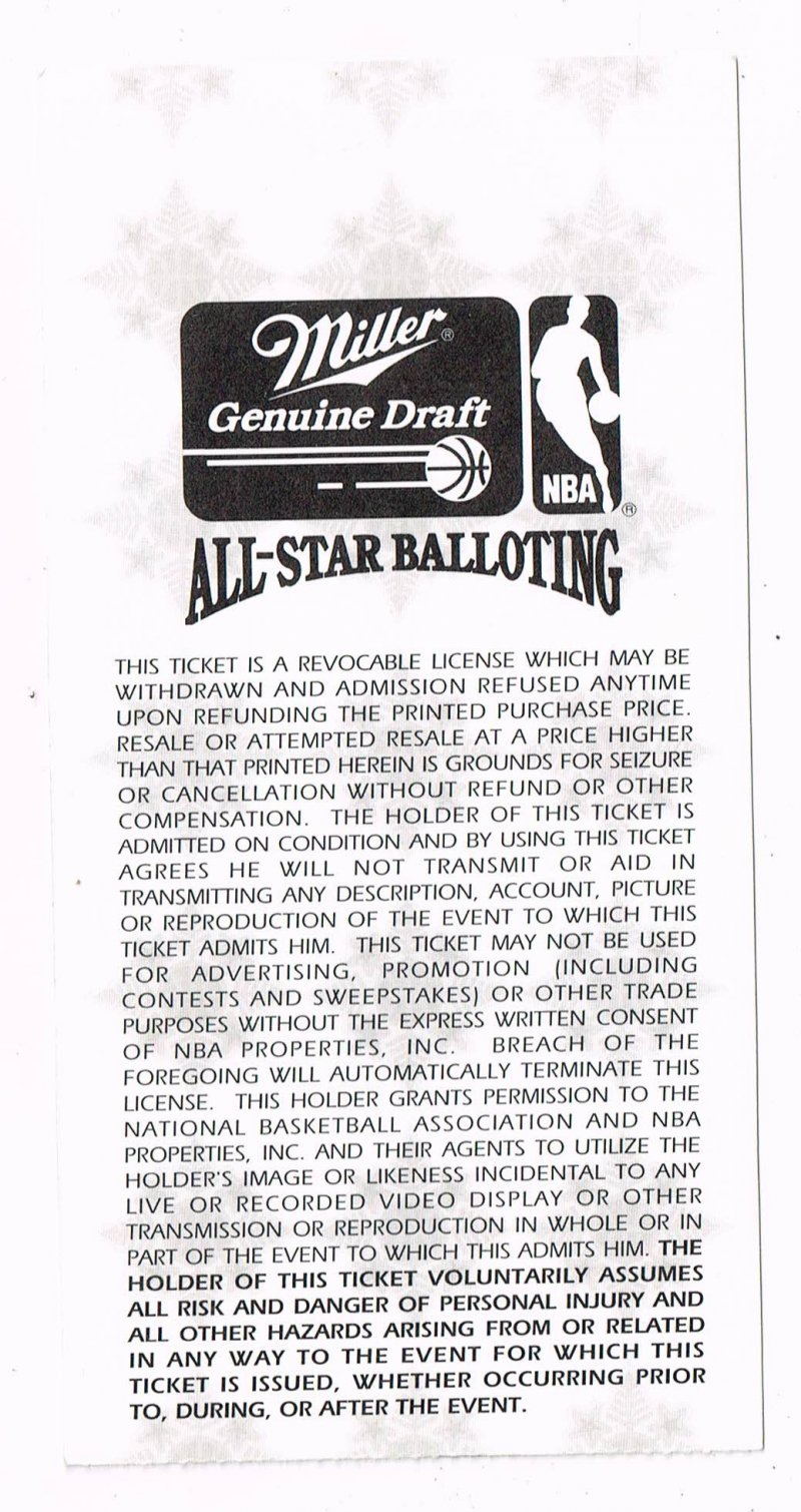 Image 1 of 1994 NBA All Star Game Ticket Stub Minneapolis Scottie Pippen MVP