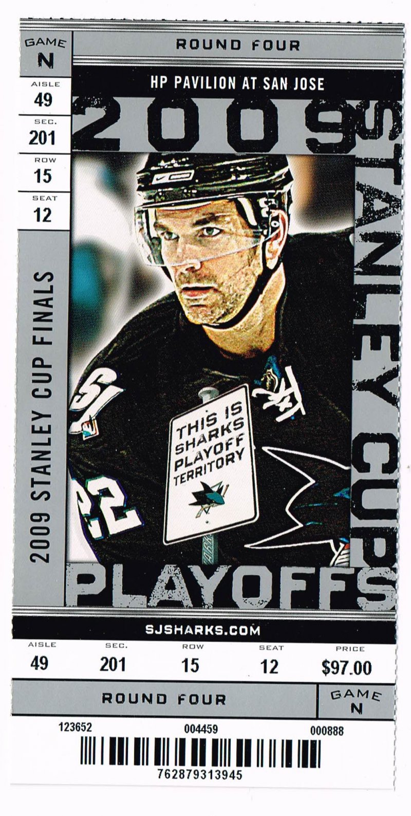 Image 0 of 2009 NHL Stanley Cup Finals Phantom Ticket Sharks Round 4 Game N