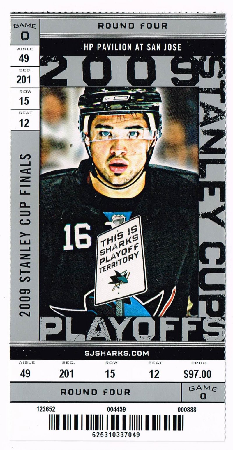 Image 0 of 2009 NHL Stanley Cup Finals Phantom Ticket Sharks Round 4 Game O