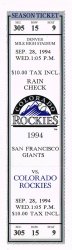 1994 Giants @ Rockies Full Unused Phantom Ticket Sept 28th Strike Year