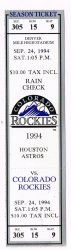 1994 Astros @ Rockies Full Unused Phantom Ticket September 24th Strike Year
