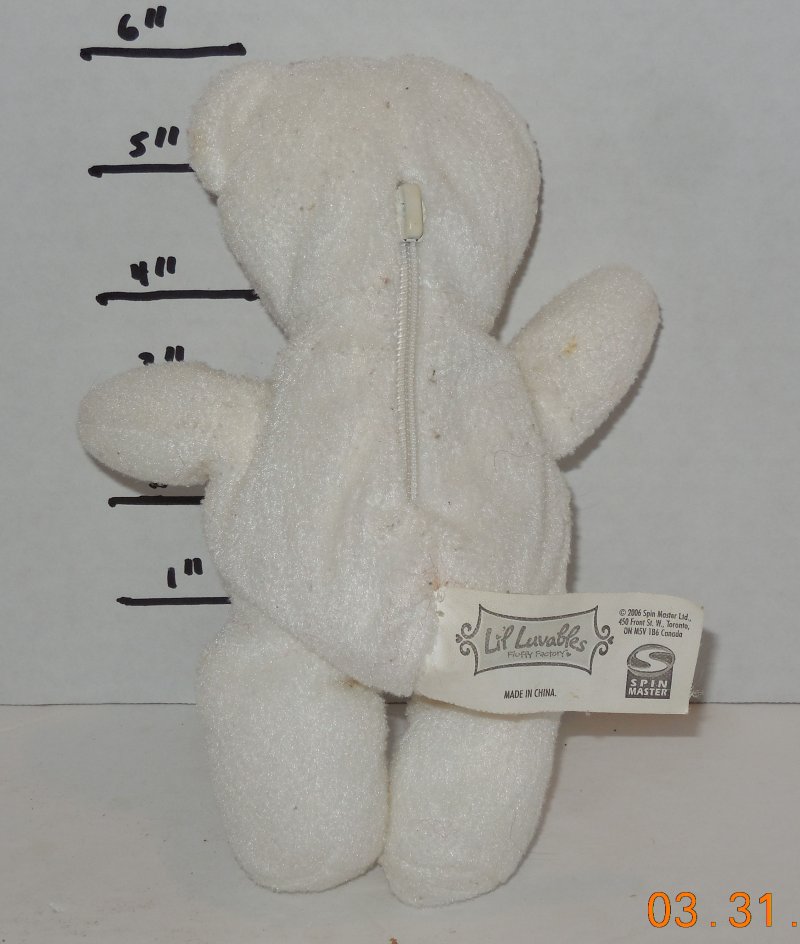 Image 1 of 2006 Lil Luvables White Bear Spin Master Toy Teddy 6 For Fluffy Factory