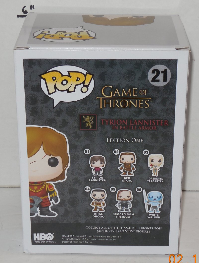 Image 2 of Funko Pop Game Of Thrones Tyrion Lannister in Battle Armor #21 NIP Vinyl Figure