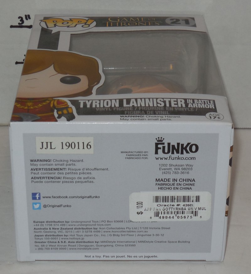 Image 4 of Funko Pop Game Of Thrones Tyrion Lannister in Battle Armor #21 NIP Vinyl Figure