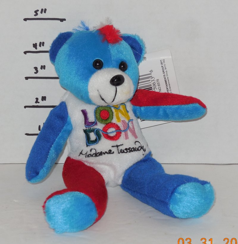 Image 0 of Rare and VHTF madame tussaud London Souvenir BEAN BAG BEAR plush toy