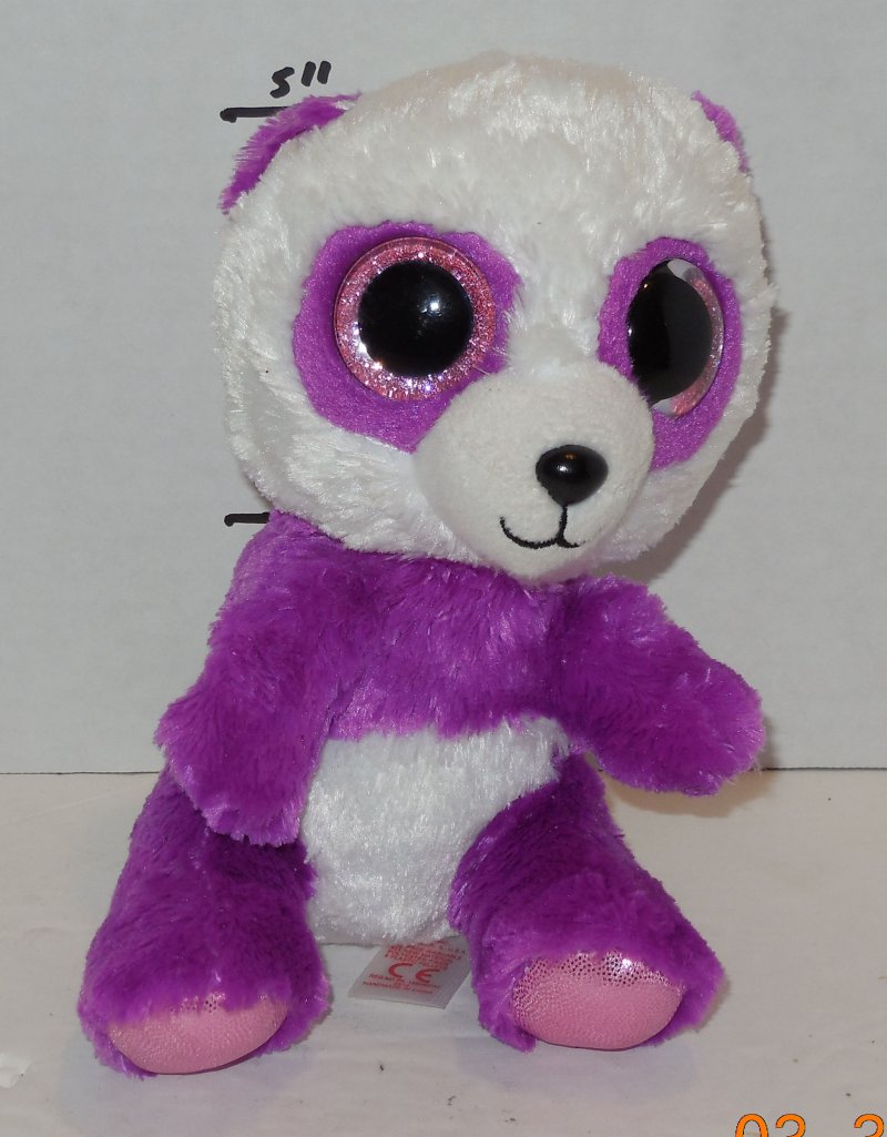 Image 0 of TY Silk Boom Boom Beanie Babies Boos The Panda Purple plush toy