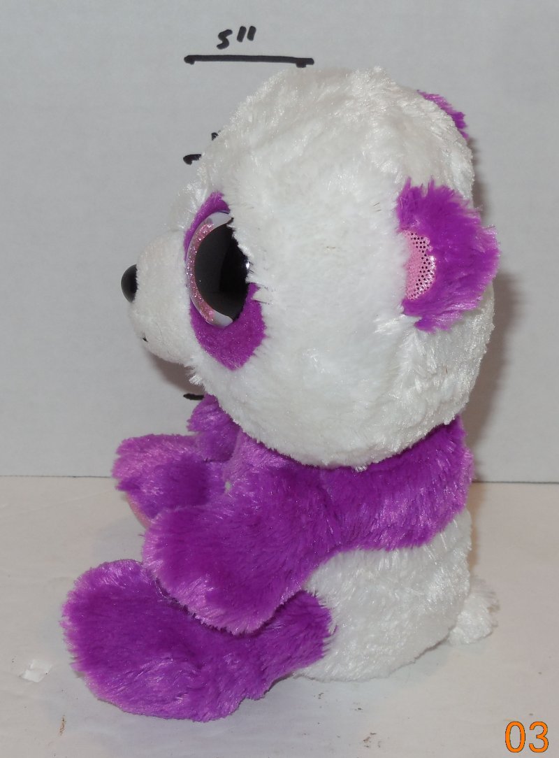 Image 1 of TY Silk Boom Boom Beanie Babies Boos The Panda Purple plush toy