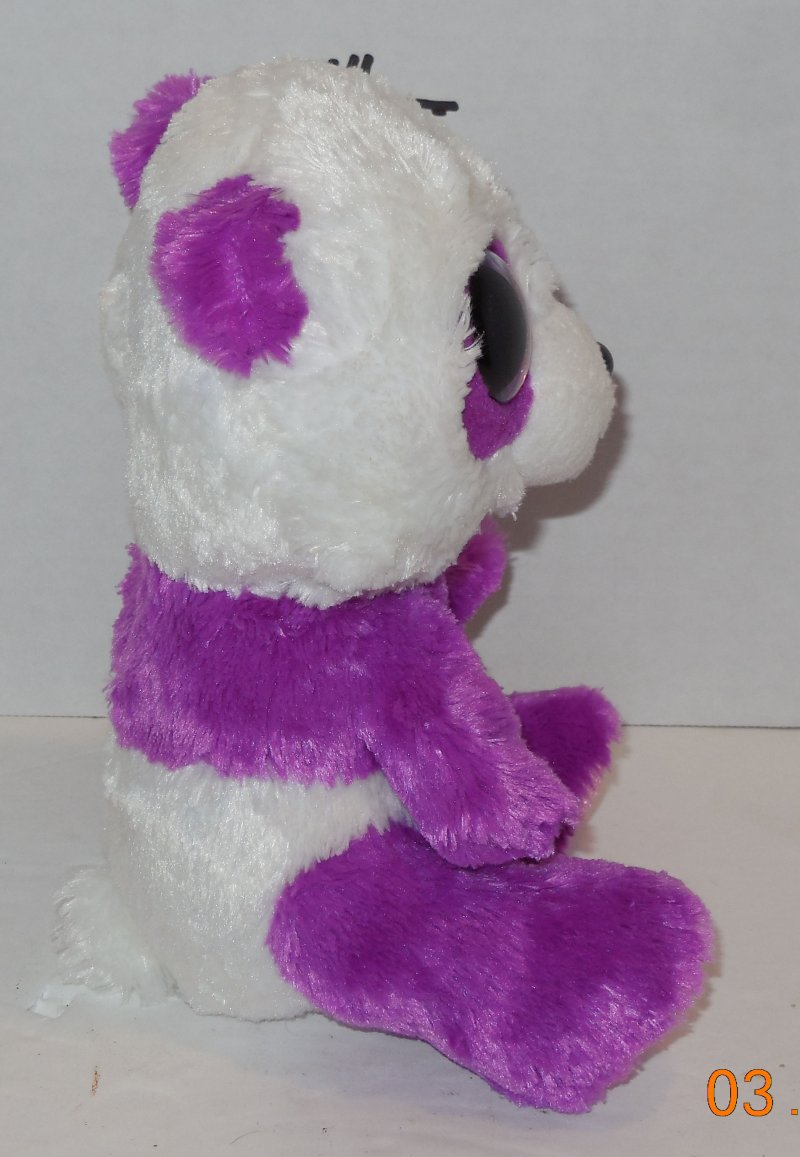 Image 3 of TY Silk Boom Boom Beanie Babies Boos The Panda Purple plush toy