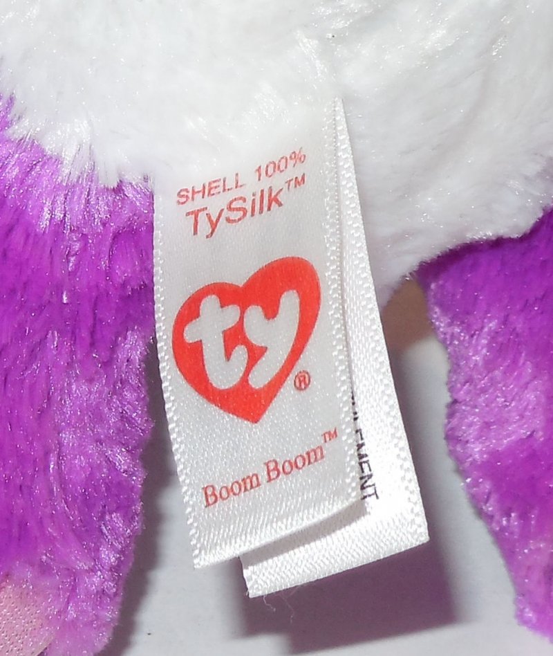 Image 4 of TY Silk Boom Boom Beanie Babies Boos The Panda Purple plush toy
