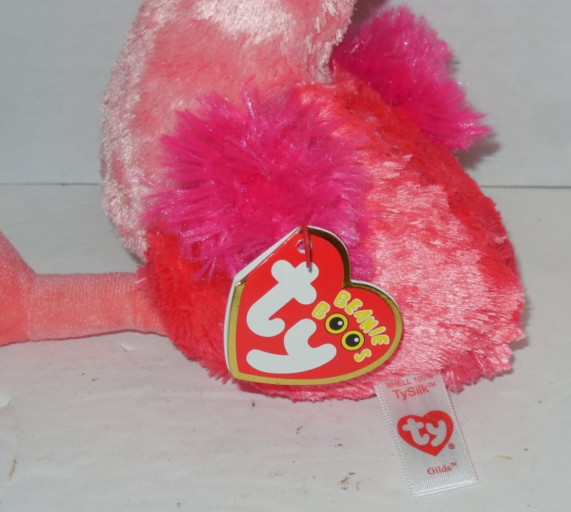 Image 4 of TY Silk Gilda Beanie Babies Boos The Flamingo Pink plush toy
