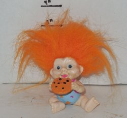 Vintage My Lucky Russ Berrie Troll 4 Poseable Figure Orange Hair with cookie