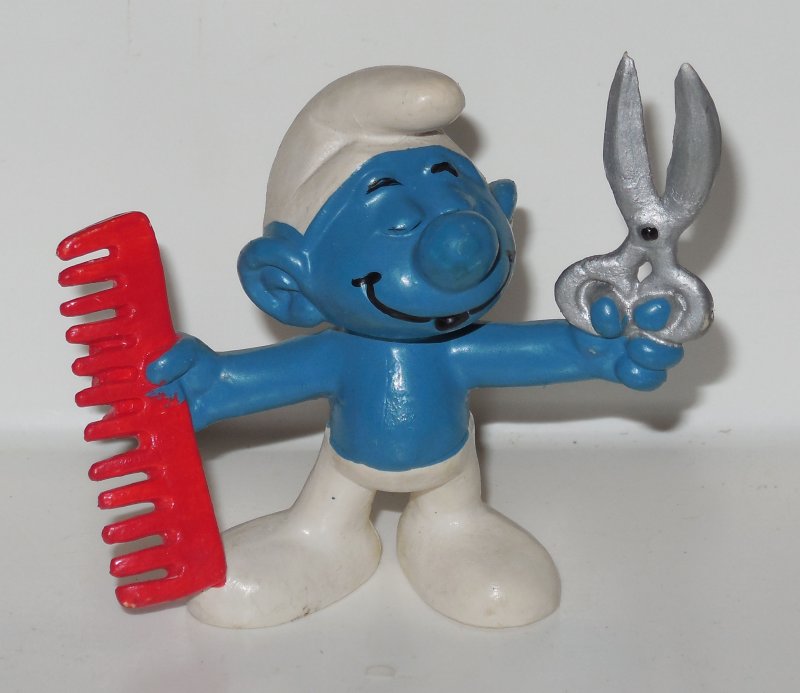 Image 0 of 1980 Peyo Schleich Barber Smurf #20110 PVC figure SMURFS Vintage