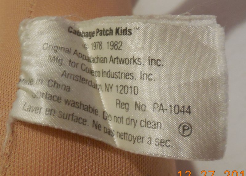 Image 6 of 1982 Coleco Cabbage Patch Kids Plush Toy Doll CPK Xavier Roberts OAA Baby