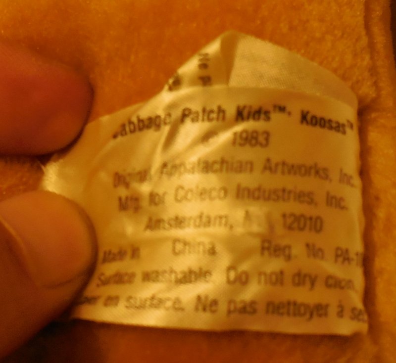 Image 2 of 1983 Coleco Cabbage Patch Kids KOOSAS Plush Toy Doll CPK Xavier Roberts OAA