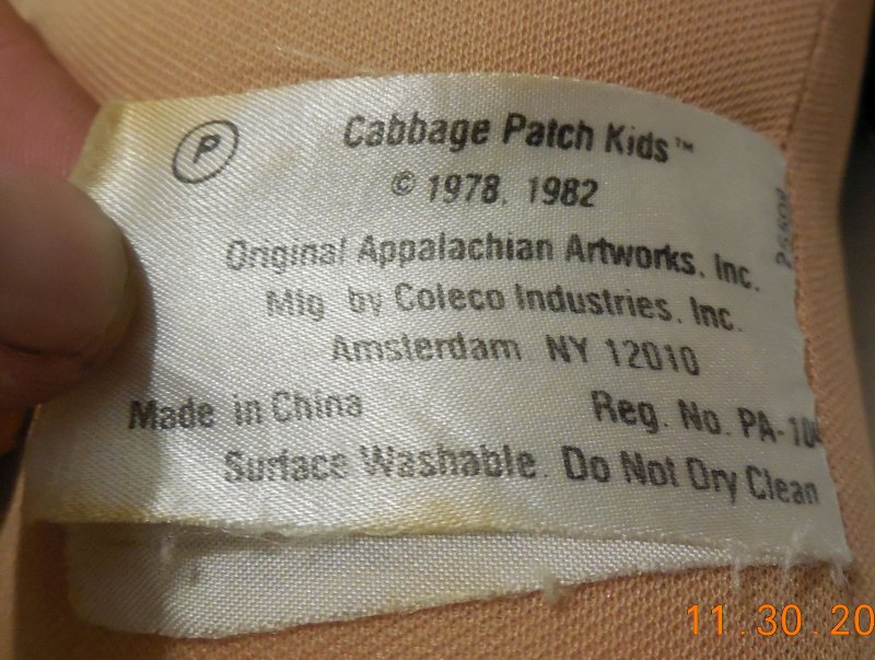 Image 4 of 1982 Coleco Cabbage Patch Kids Plush Toy Doll CPK Xavier Roberts Brown Hair Girl